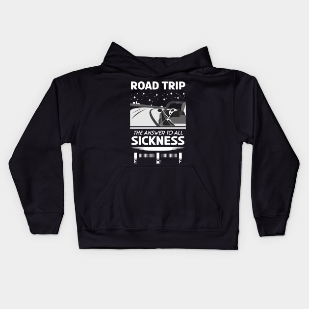 Road trip the answer to all sickness Kids Hoodie by HCreatives
